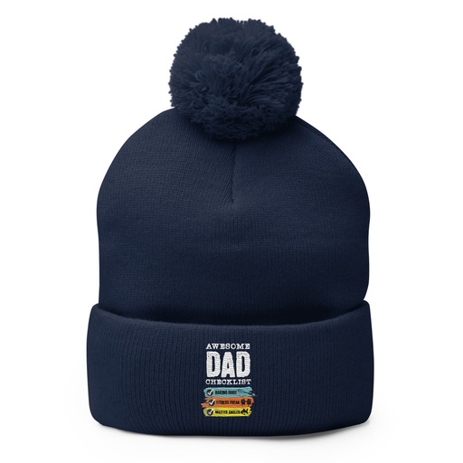 [ID: 93-G120] Awesome Dad Checklist Pom-Pom Knit Cap