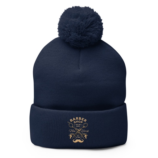 [ID: 93-G139] Barber Shop Cuts & Shaves - Scissor Pom-Pom Knit Cap