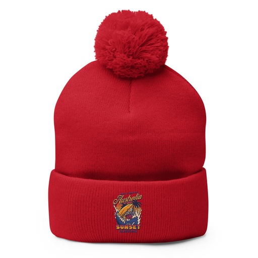 [ID: 93-G180] Bells Beach Australia Sunset Surfing Pom-Pom Knit Cap