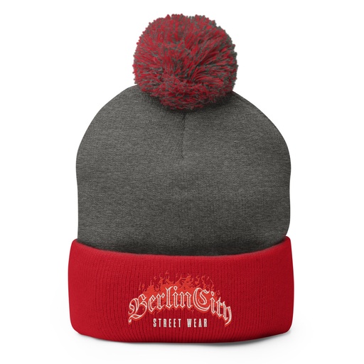 [ID: 93-G183] Berlin City Streetwear - Fire Pom-Pom Knit Cap