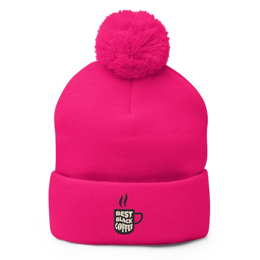 [ID: 93-G185] Best Black Coffee - Hot Cup Pom-Pom Knit Cap