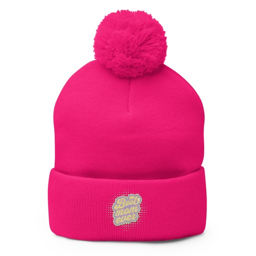 [ID: 93-G188] Best Mom Ever - Retro Typography Pom-Pom Knit Cap