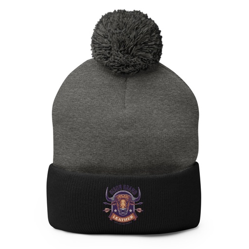 [ID: 93-G211] Bison Brand Leather - Animal Pom-Pom Knit Cap