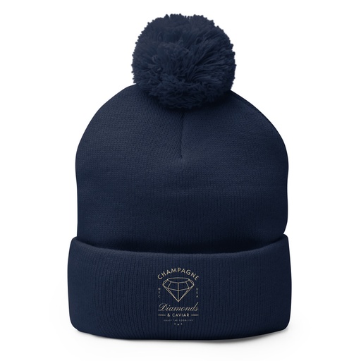 [ID: 93-G215] Black Diamonds - Elegant Pom-Pom Knit Cap