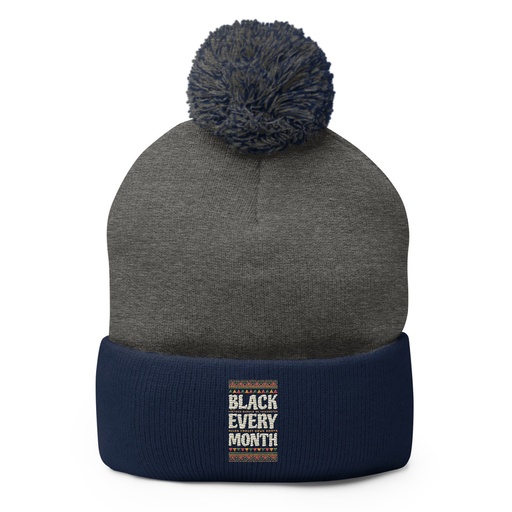 [ID: 93-G216] Black Every Month - African American History Pom-Pom Knit Cap
