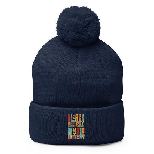 [ID: 93-G218] Black History Is World History - Colorful Typography Pom-Pom Knit Cap