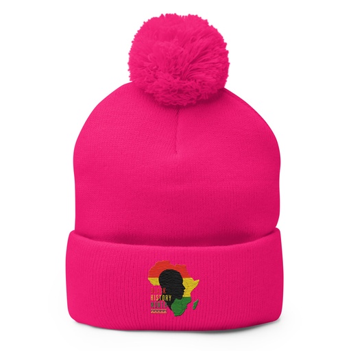 [ID: 93-G221] Black History Month - African Continent Pom-Pom Knit Cap