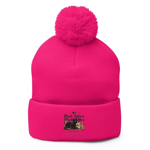 [ID: 93-G230] Black Sphinx Pom-Pom Knit Cap
