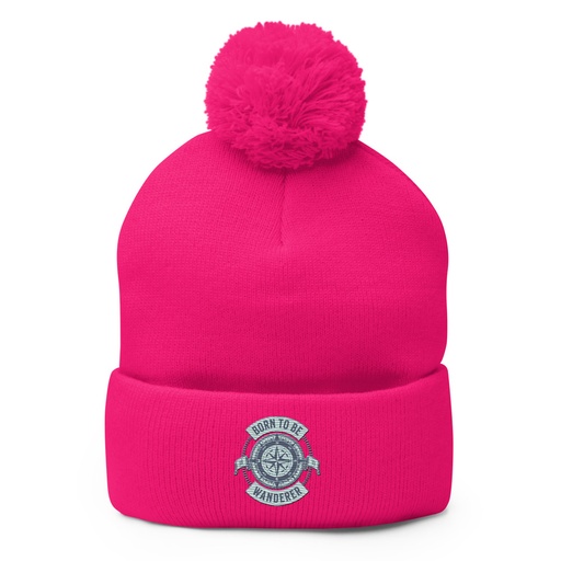 [ID: 93-G261] Born to be Wanderer - Compass Pom-Pom Knit Cap