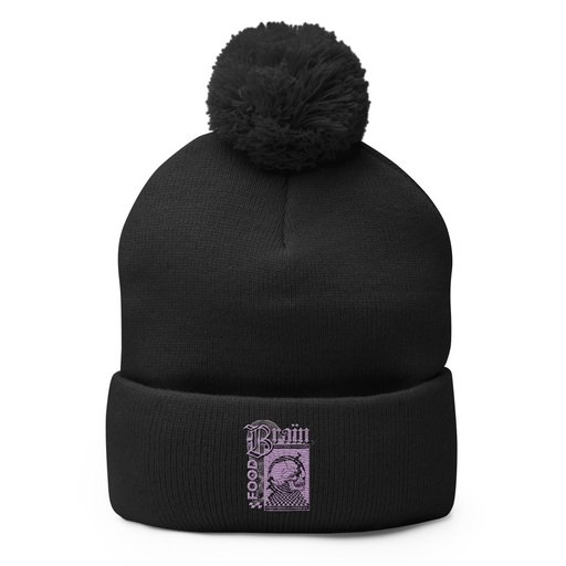 [ID: 93-G280] Brain Food - Y2K Skull Streetwear Pom-Pom Knit Cap