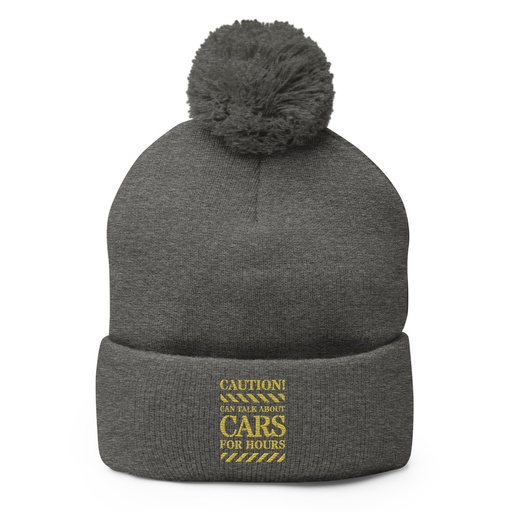 [ID: 93-G351] Caution Signs - Yellow Traffic Sign Pom-Pom Knit Cap