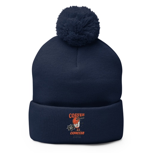 [ID: 93-G394] Coffee Break Cartoon Retro 90s  Pom-Pom Knit Cap