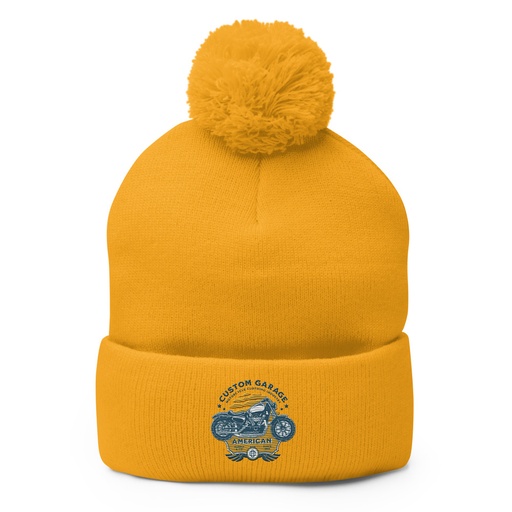 [ID: 93-G443] Custom Garage - Motorcycle Pom-Pom Knit Cap