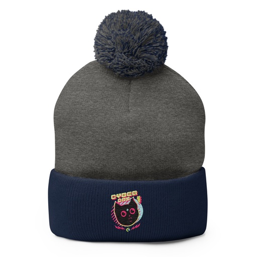 [ID: 93-G456] Cyber Cat - Neon Color Pom-Pom Knit Cap
