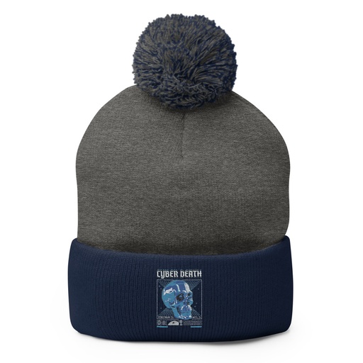 [ID: 93-G457] Cyber Death - Skull Pom-Pom Knit Cap