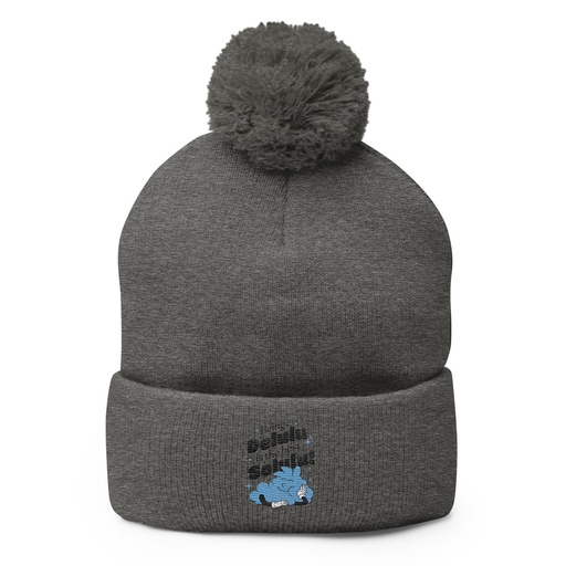 [ID: 93-G485] Delulu is the Solulu! - Typographic Cartoon Streetwear Pom-Pom Knit Cap