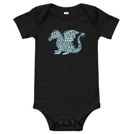 [ID: 308-G16] A Dragon Rises - Typographic Lettering Baby Short Sleeve One Piece