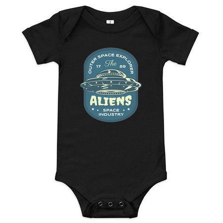 [ID: 308-G40] Aliens Outer Space Explorer - UFO Baby Short Sleeve One Piece