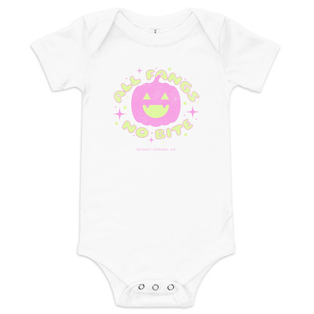[ID: 308-G44] All Fangs No Bite - Halloween Baby Short Sleeve One Piece