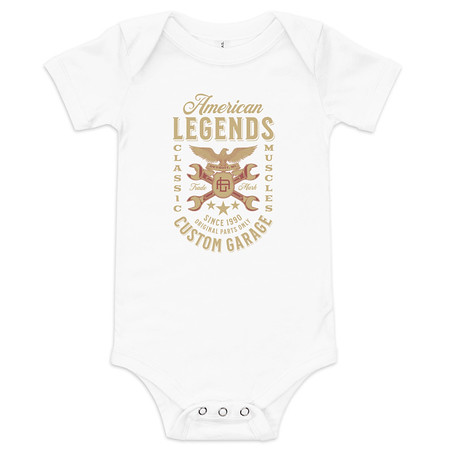 [ID: 308-G75] American Legends Garage - Eagle Baby Short Sleeve One Piece
