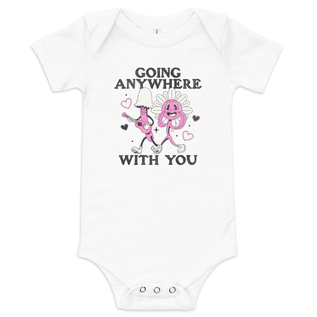 [ID: 308-G93] Anywhere With You - Typographic Cartoon Streetwear Baby Short Sleeve One Piece