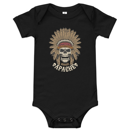 [ID: 308-G94] Apache Warriors - Indian Skull Baby Short Sleeve One Piece