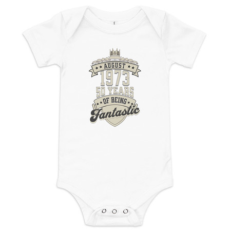 [ID: 308-G114] August 1973 - 50 Years Of Being Fantastic Baby Short Sleeve One Piece