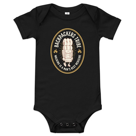 [ID: 308-G125] Backpackers Tribe - Adventure Badge Baby Short Sleeve One Piece
