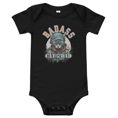 [ID: 308-G129] BADASS CAT DAT Baby Short Sleeve One Piece