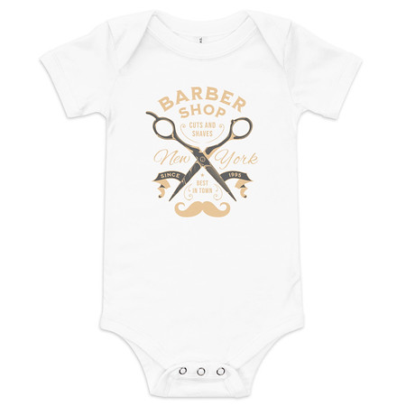 [ID: 308-G139] Barber Shop Cuts & Shaves - Scissor Baby Short Sleeve One Piece
