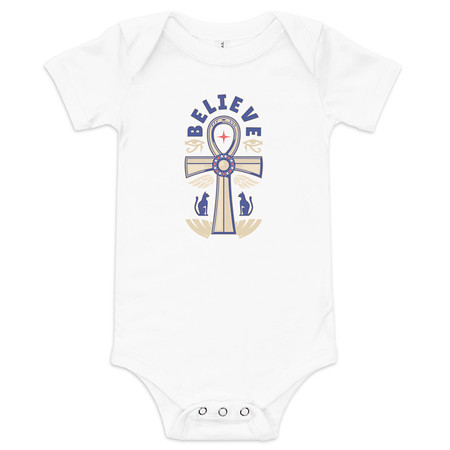 [ID: 308-G178] Believe  - Faith Symbol Baby Short Sleeve One Piece