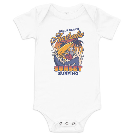 [ID: 308-G180] Bells Beach Australia Sunset Surfing Baby Short Sleeve One Piece