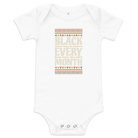 [ID: 308-G216] Black Every Month - African American History Baby Short Sleeve One Piece