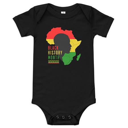 [ID: 308-G221] Black History Month - African Continent Baby Short Sleeve One Piece