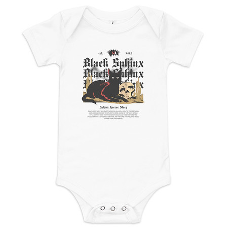 [ID: 308-G230] Black Sphinx Baby Short Sleeve One Piece