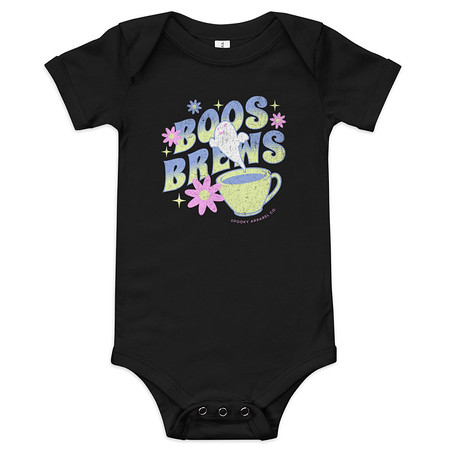 [ID: 308-G254] Boos + Brews - Halloween Baby Short Sleeve One Piece