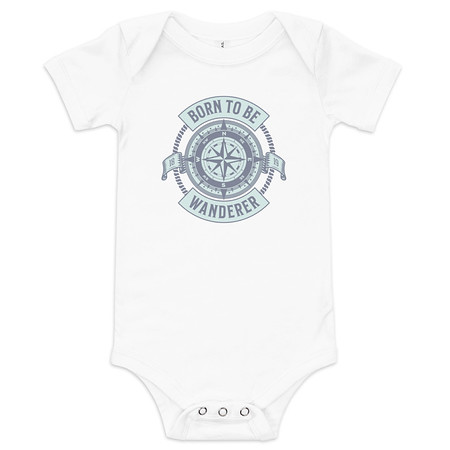 [ID: 308-G261] Born to be Wanderer - Compass Baby Short Sleeve One Piece