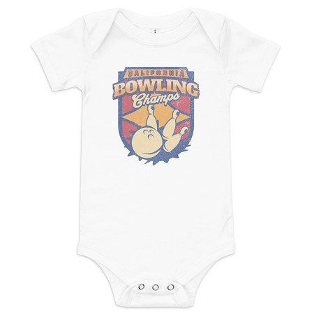 [ID: 308-G275] Bowling Championship - Retro Athlectic Sports Baby Short Sleeve One Piece