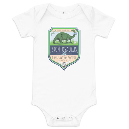 [ID: 308-G288] Brontosaurus Conservation Society Baby Short Sleeve One Piece