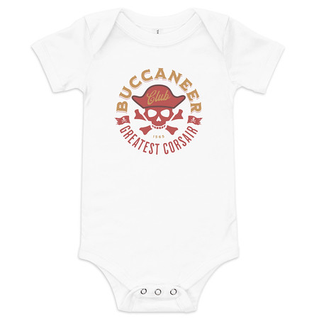 [ID: 308-G293] Buccaneer Club - Pirate Skull Baby Short Sleeve One Piece