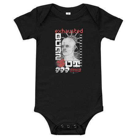 [ID: 308-G298] Burn Out - Futuristic 3D Head Baby Short Sleeve One Piece