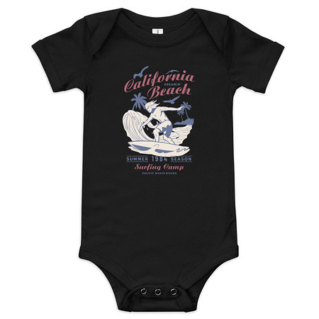 [ID: 308-G313] California Beach Surfing Baby Short Sleeve One Piece
