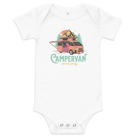 [ID: 308-G322] Campervan Community - Outdoor Adventure Baby Short Sleeve One Piece