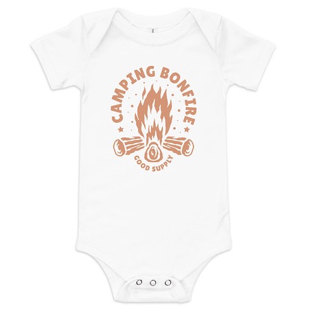 [ID: 308-G324] Camping Bonfire - Firewood Baby Short Sleeve One Piece
