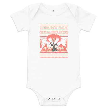 [ID: 308-G375] Christmas Shall Not Pass - Flaming Wizard Baby Short Sleeve One Piece