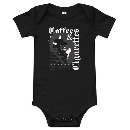 [ID: 308-G392] Coffee & Cigarettes Baby Short Sleeve One Piece
