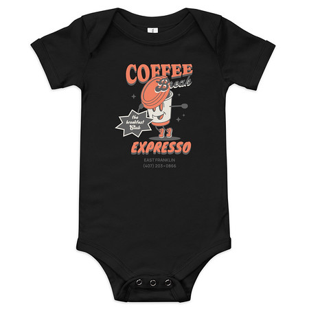 [ID: 308-G394] Coffee Break Cartoon Retro 90s  Baby Short Sleeve One Piece