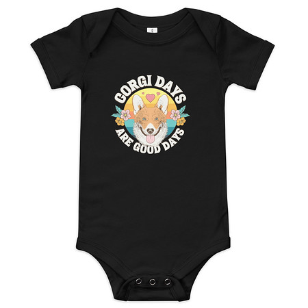 [ID: 308-G420] Corgi Days - Funny Animal Baby Short Sleeve One Piece