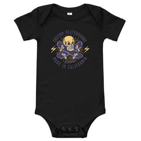 [ID: 308-G446] Custom Skateboards - Skull Baby Short Sleeve One Piece