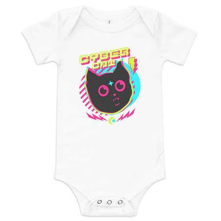 [ID: 308-G456] Cyber Cat - Neon Color Baby Short Sleeve One Piece